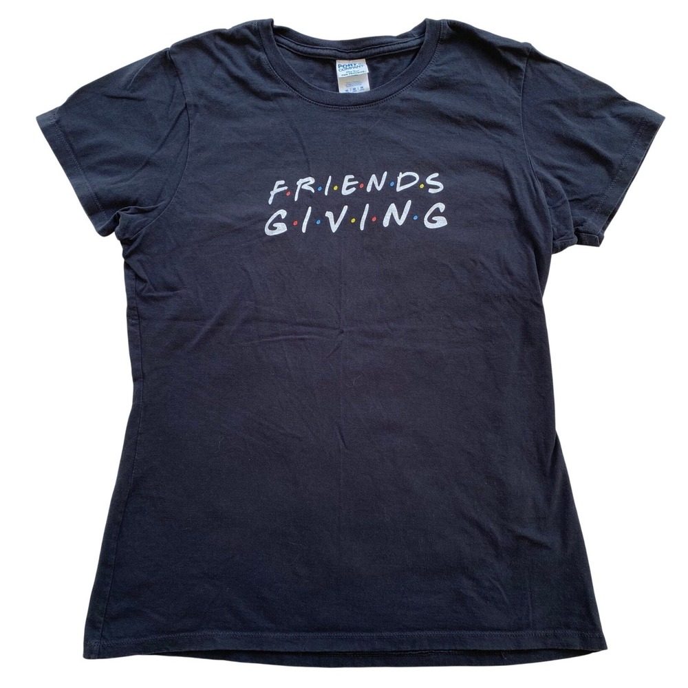 Friends Merch Friendsgiving T-Shirt‎ Port & Company Women's Medium Black Top